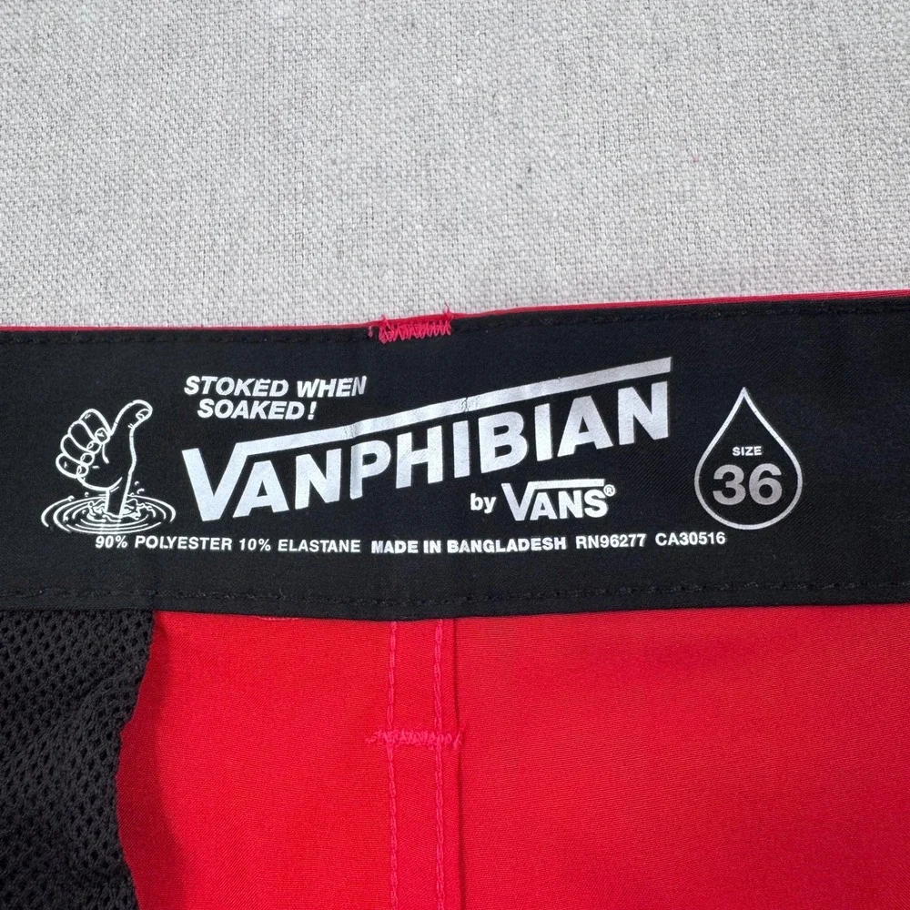 Vans Vanphibian Hybrid Board Shorts Mens 36‎ Red Stretch Swim Trunks Surf Walks